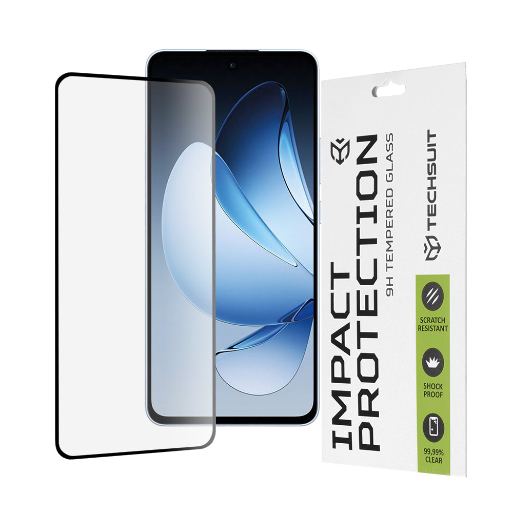 Folia ochronna na ekran Techsuit do Oppo Reno13, szkło hartowane, pełny klej, 111D, czarna