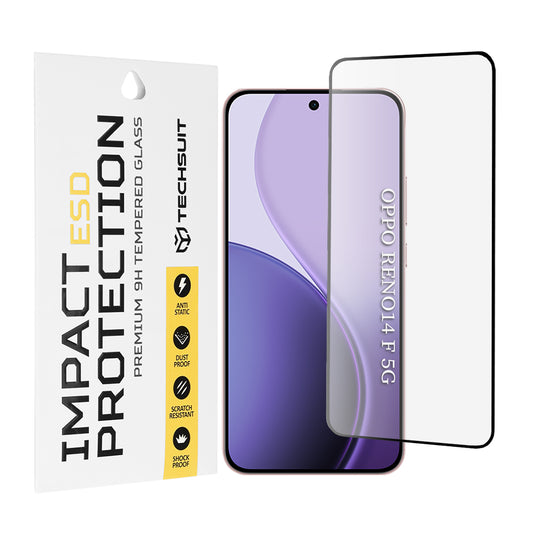 Folia ochronna na ekran Techsuit do Oppo Reno14 FS 5G / Reno14 F, szkło hartowane, pełna klej, czarna