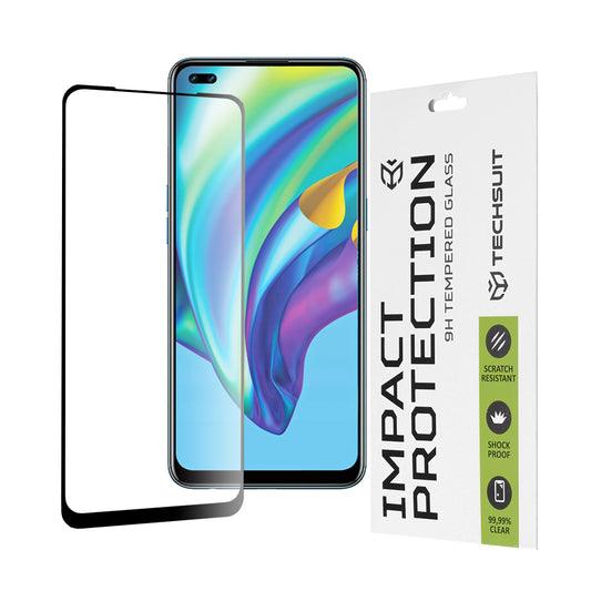 Folia ochronna na ekran Techsuit do Oppo Reno4 Lite, szkło hartowane, Full Glue, 111D, czarna