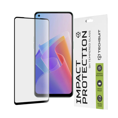 Techsuit Screen Protector Film for Oppo Reno8 Lite / Reno7 / Reno7 Lite / Oneplus Nord N20 5G, Tempered Glass, Full Glue, 111D, Black