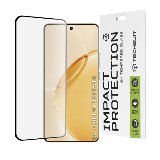 Folia ochronna na ekran Techsuit dla Realme 16 Pro+, Hartowane szkło, Full Glue, 111D, Czarna