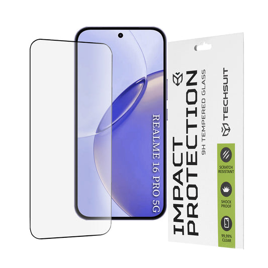 Folia ochronna na ekran Techsuit dla Realme 16 Pro, Hartowane szkło, Full Glue, 111D, Czarna