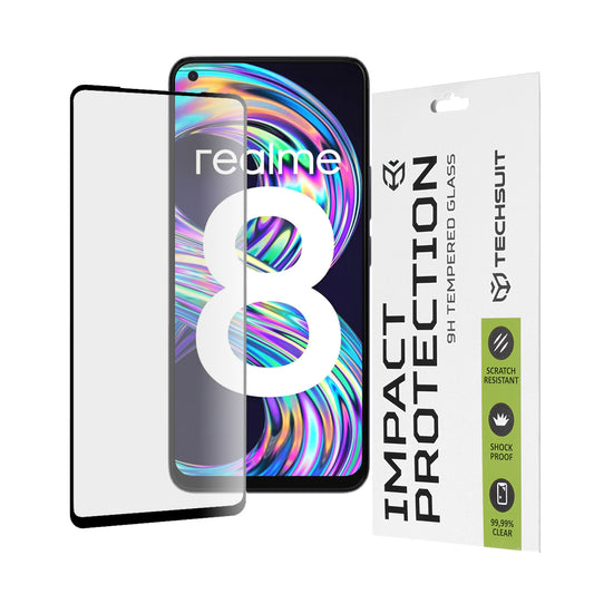 Folia ochronna na ekran Techsuit do Realme 8 Pro / 8, szkło hartowane, pełny klej, 111D, czarna