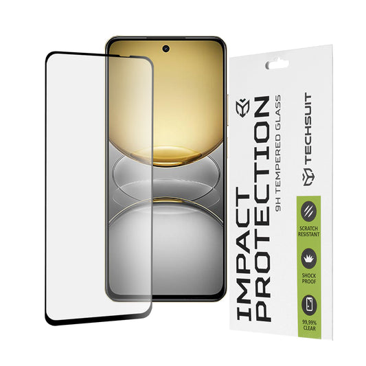 Folia ochronna na ekran Techsuit do Realme C75 5G / 14x, szkło hartowane, pełny klej, 111D, czarna