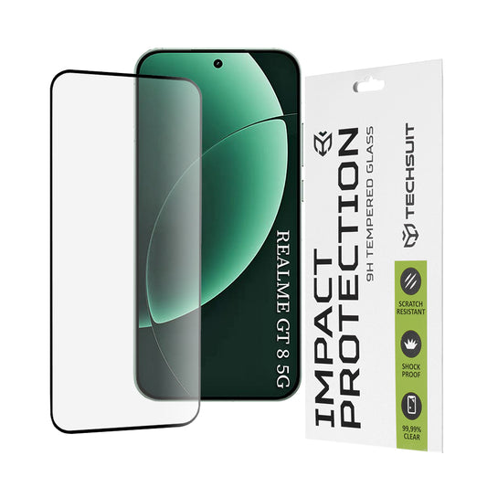 Folia ochronna Techsuit na ekran dla Realme GT 8 Pro, Hartowane szkło, 111D, Czarna