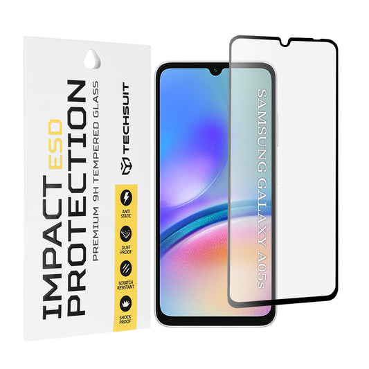 Folia ochronna na ekran Techsuit do Samsung Galaxy A05s A057, szkło hartowane, pełna klej, czarna