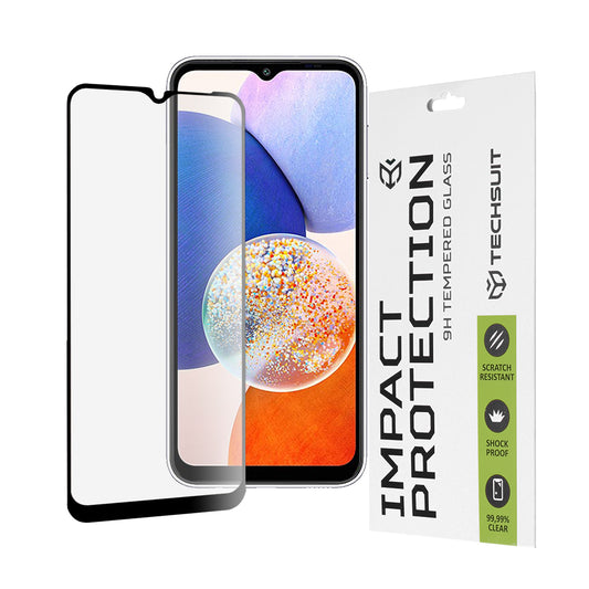 Folia ochronna na ekran Techsuit do Samsung Galaxy A14 A145 / A14 5G A146, szkło hartowane, Full Glue, 111D, czarna