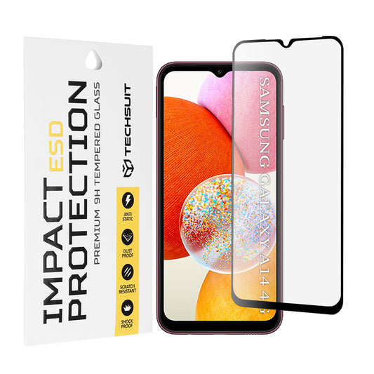 Folia ochronna na ekran Techsuit do Samsung Galaxy A14 A145 / A14 5G A146, szkło hartowane, pełna klej, czarna