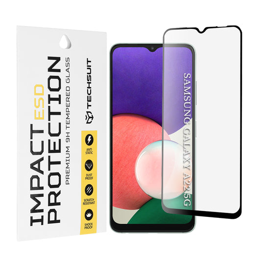Folia ochronna na ekran Techsuit do Samsung Galaxy A22 5G A226, szkło hartowane, pełna klej, czarna