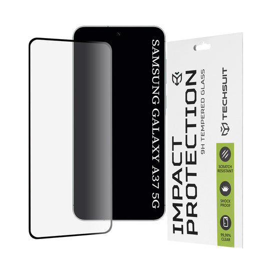 Folia ochronna na ekran Techsuit dla Samsung Galaxy A37 5G, Hartowane szkło, Full Glue, 111D, Czarna