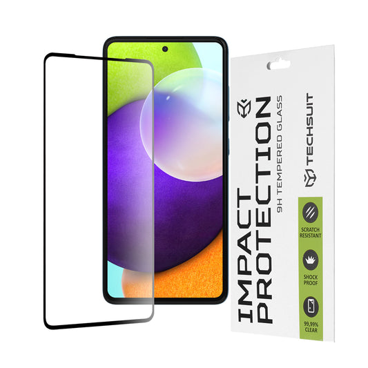 Folia ochronna na ekran Techsuit do Samsung Galaxy A52s 5G A528 / A52 5G A526 / A52 A525, szkło hartowane, Full Glue, 111D, czarna