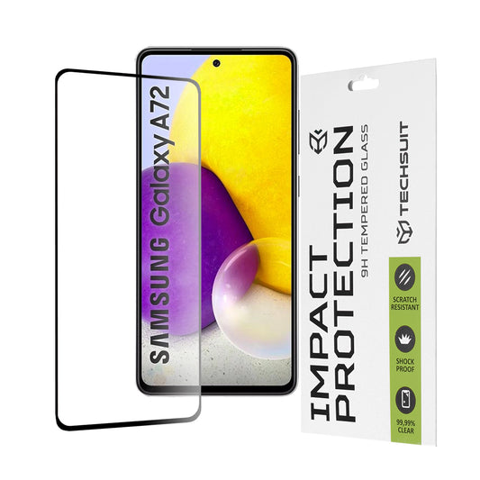 Folia ochronna na ekran Techsuit do Samsung Galaxy A72 A725 / A72 5G A726, szkło hartowane, pełny klej, 111D, czarna