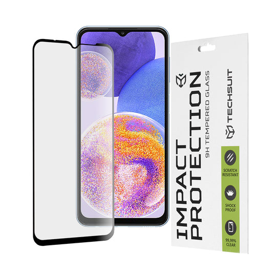 Folia ochronna na ekran Techsuit do Samsung Galaxy M13 M135 / F13 E135 / A23 5G A236 / A23 A235, szkło hartowane, pełne klejenie, 111D, czarna