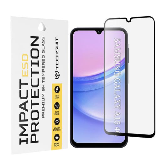 Folia ochronna na ekran Techsuit do Samsung Galaxy M15 / A15 5G A156 / A15 A155, szkło hartowane, pełna klej, czarna