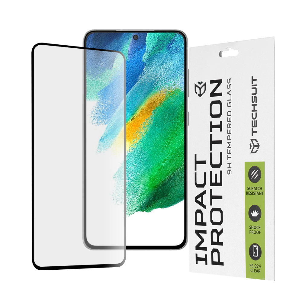 Folia ochronna na ekran Techsuit do Samsung Galaxy S21 FE 5G G990, szkło hartowane, pełny klej, 111D, czarna