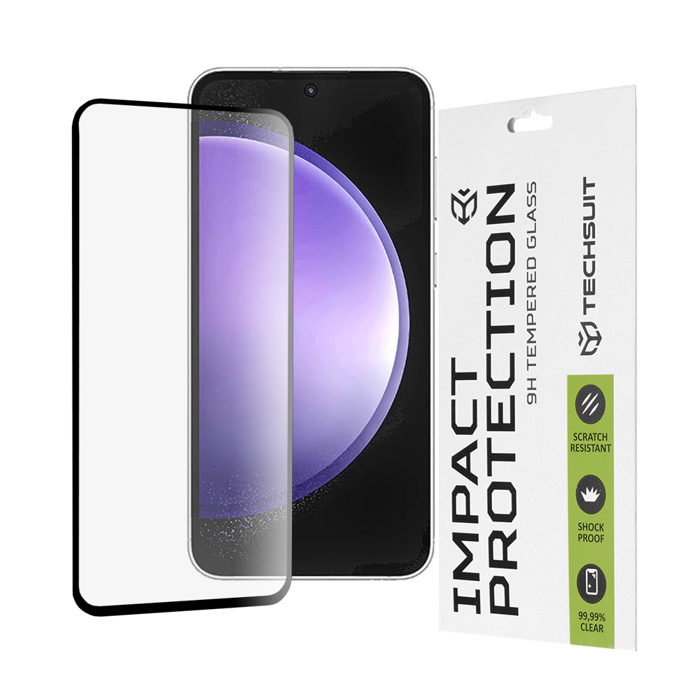 Folia ochronna na ekran Techsuit do Samsung Galaxy S23 FE S711, szkło hartowane, pełny klej, 111D, czarna