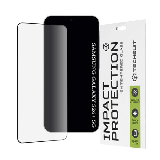 Folia ochronna na ekran Techsuit dla Samsung Galaxy S26 Plus, Hartowane szkło, Full Glue, 111D, Czarna