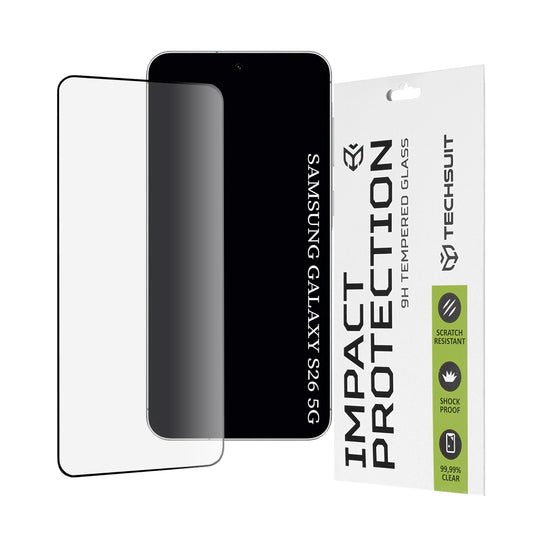 Folia ochronna do ekranu Techsuit dla Samsung Galaxy S26, Hartowane szkło, Full Glue, 111D, Czarna