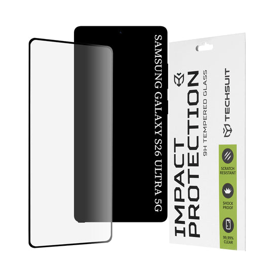 Folia ochronna na ekran Techsuit dla Samsung Galaxy S26 Ultra, Hartowane szkło, Full Glue, 111D, Czarna