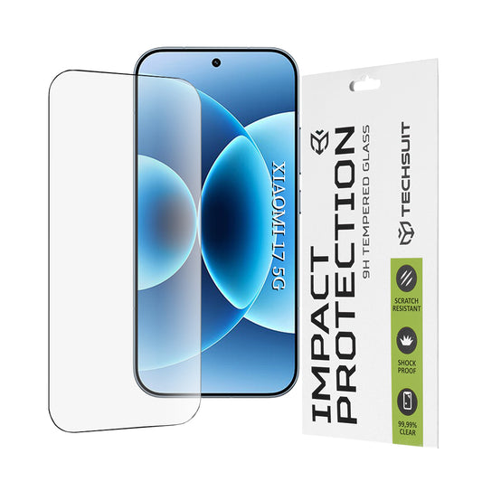 Folia ochronna na ekran Techsuit dla Xiaomi 17, Hartowane szkło, Full Glue, 111D, Czarna