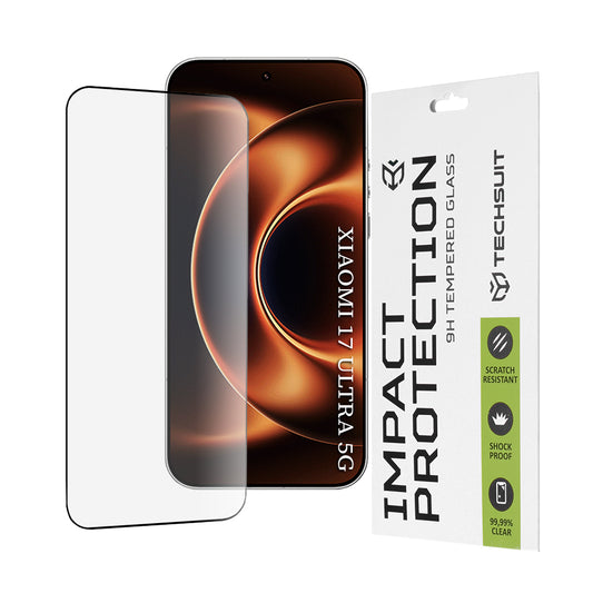 Folia ochronna na ekran Techsuit dla Xiaomi 17 Ultra, Hartowane szkło, Full Glue, 111D, Czarna