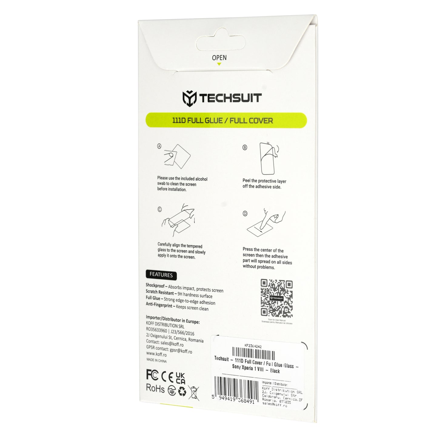Folia ochronna na ekran Techsuit do Xiaomi 17T Pro, szkło hartowane, Full Glue, 111D, czarna