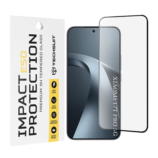 Folia ochronna na ekran Techsuit do Xiaomi 17T Pro, szkło hartowane, pełna klej, czarna