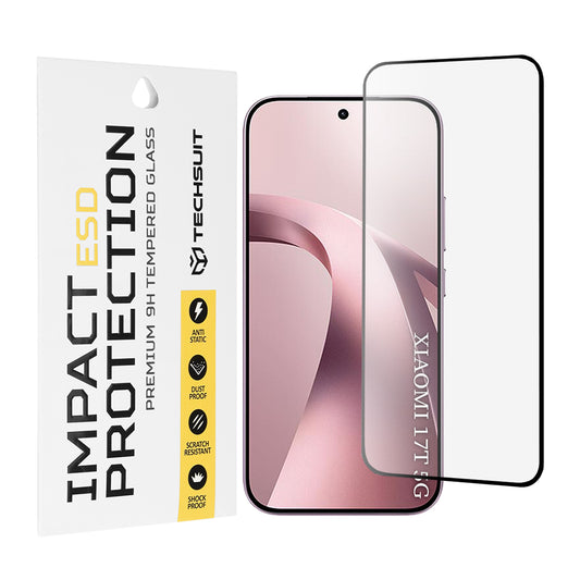 Folia ochronna na ekran Techsuit do Xiaomi 17T, szkło hartowane, pełna klej, czarna