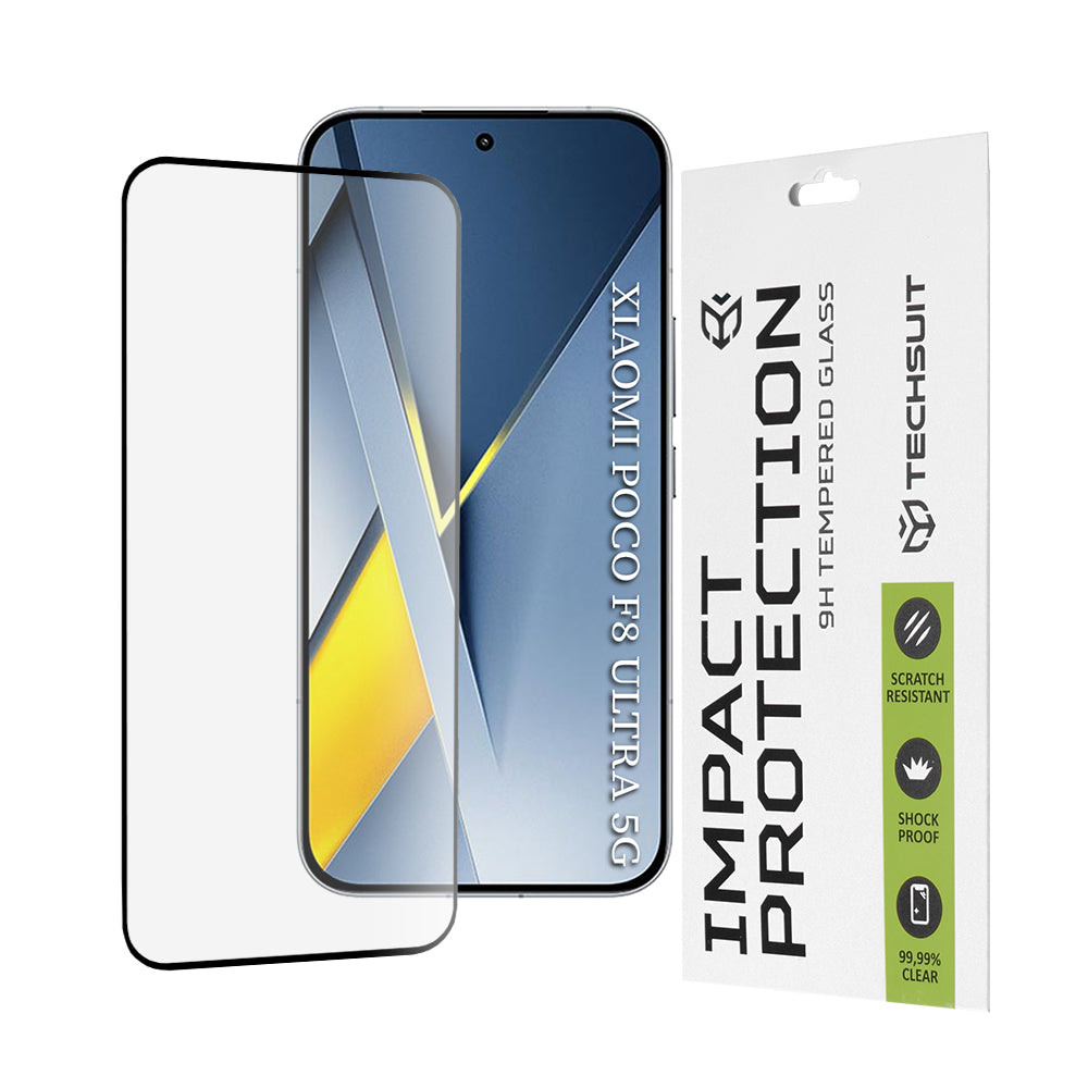 Folia ochronna na ekran Techsuit dla Xiaomi Poco F8 Ultra, Hartowane szkło, Full Glue, 111D, Czarna