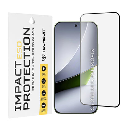 Techsuit Screen Protector for Xiaomi Poco F9 Pro, Tempered Glass, Full Glue, Black