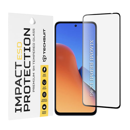 Folia ochronna na ekran Techsuit do Xiaomi Redmi 13 5G / 13 / 12 5G / 12 / Poco M6 4G, szkło hartowane, pełna klej, czarna
