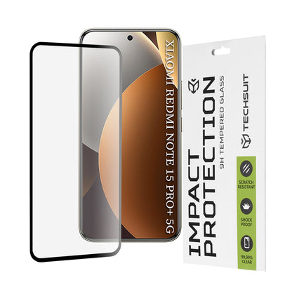 Folia ochronna na ekran Techsuit dla Xiaomi Poco M8 Pro / Redmi Note 15 Pro+ 5G, Hartowane szkło, Full Glue, 111D, Czarna
