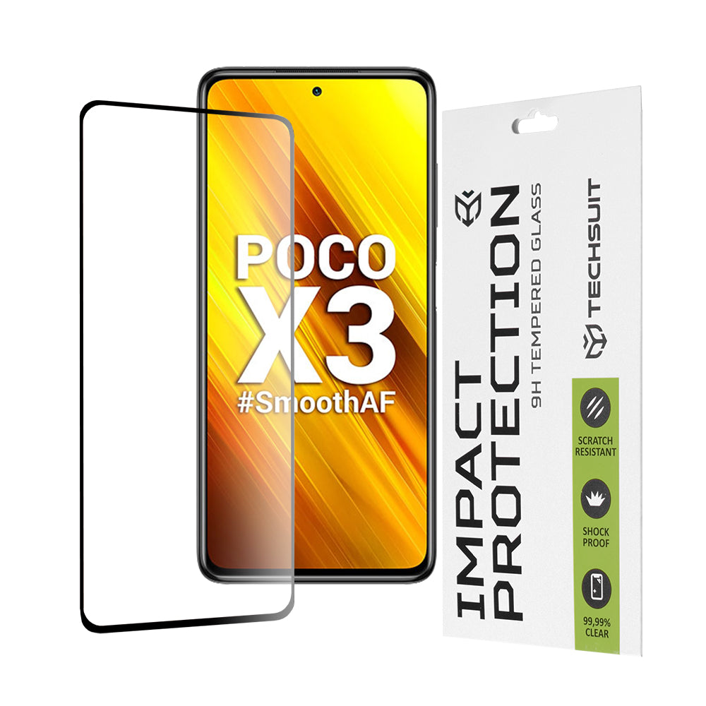 Folia ochronna na ekran Techsuit do Xiaomi Poco X3 Pro / X3 NFC / X3, szkło hartowane, Full Glue, 111D, czarna
