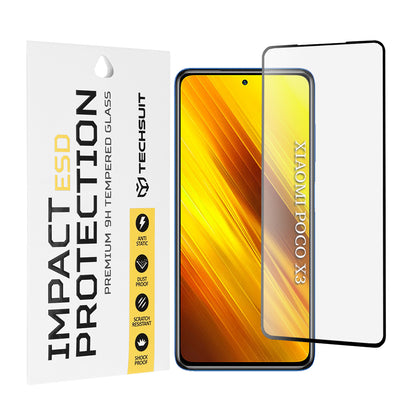 Folia ochronna na ekran Techsuit do Xiaomi Poco X3 Pro / X3 NFC / X3, szkło hartowane, pełna klej, czarna