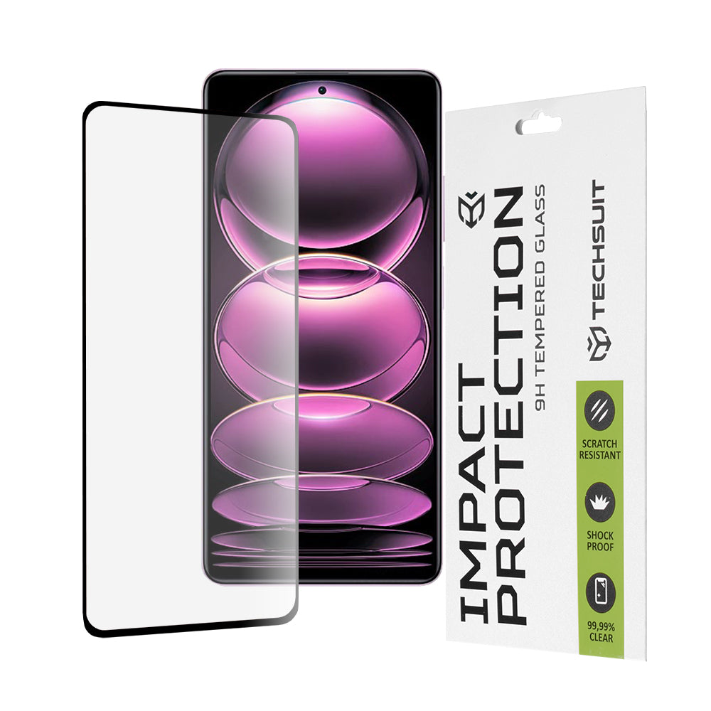 Folia ochronna na ekran Techsuit do Xiaomi Poco X5 Pro / Redmi Note 12 Pro 5G / Note 12 Pro+, szkło hartowane, pełny klej, 111D, czarna