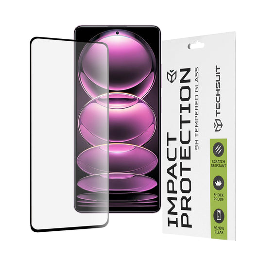 Folia ochronna na ekran Techsuit do Xiaomi Poco X5 Pro / Redmi Note 12 Pro 5G / Note 12 Pro+, szkło hartowane, pełny klej, 111D, czarna
