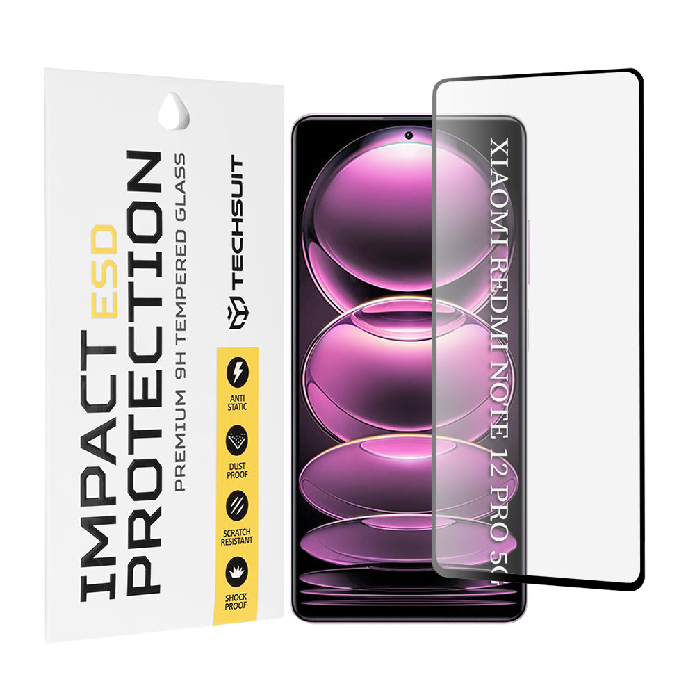 Techsuit Screen Protector Film for Xiaomi Poco X5 Pro / Redmi Note 12 Pro 5G / Note 12 Pro+, Tempered Glass, Full Glue, Black
