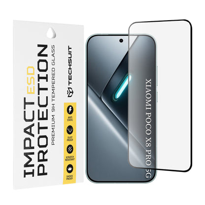 Folia ochronna na ekran Techsuit do Xiaomi Poco X8 Pro, szkło hartowane, pełna klej, czarna