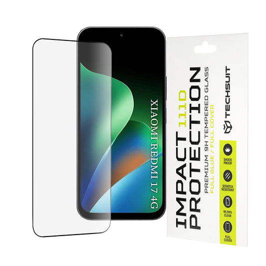 Folia ochronna na ekran Techsuit do Xiaomi Redmi 17 5G / 17 4G, szkło hartowane, pełny klej, 111D, czarna