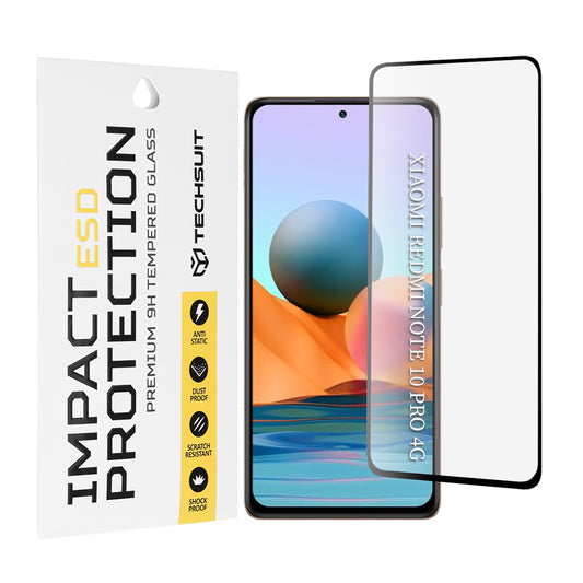 Folia ochronna na ekran Techsuit do Xiaomi Redmi Note 10 Pro Max / Note 10 Pro, szkło hartowane, pełna klej, czarna