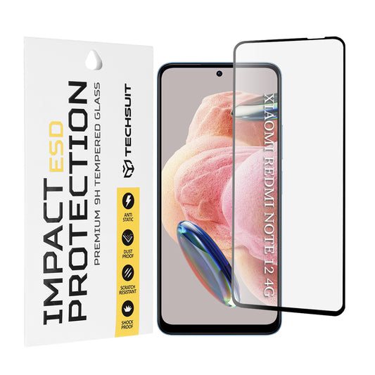 Folia ochronna na ekran Techsuit do Xiaomi Redmi Note 12 4G / Note 12 5G / Poco X5, szkło hartowane, pełna klej, czarna