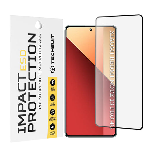 Folia ochronna na ekran Techsuit do Xiaomi Redmi Note 13 Pro 4G / Poco M6 Pro 4G, szkło hartowane, pełna klej, czarna
