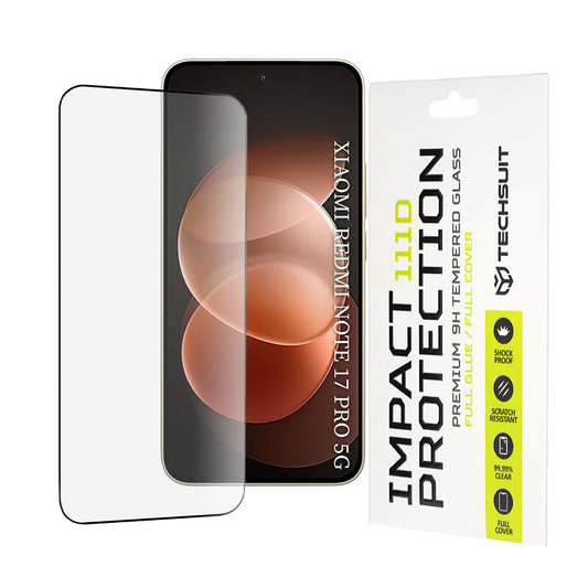 Techsuit Screen Protector Film for Xiaomi Redmi Note 17 Pro / Note 17 Pro Max, Tempered Glass, Full Glue, 111D, Black