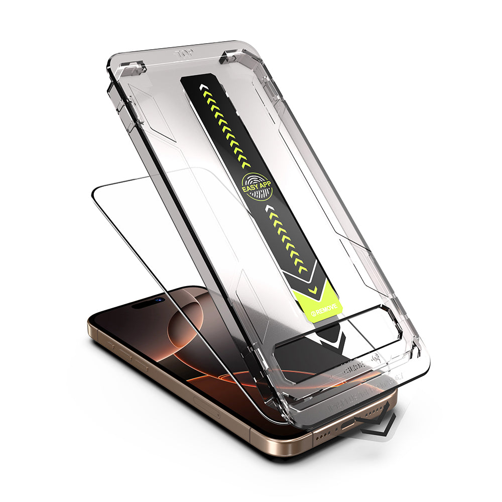 Techsuit TitanGlass Screen Protector for Apple iPhone 17e / 16e / 14 / 13 Pro, Tempered Glass, Full Glue, Black