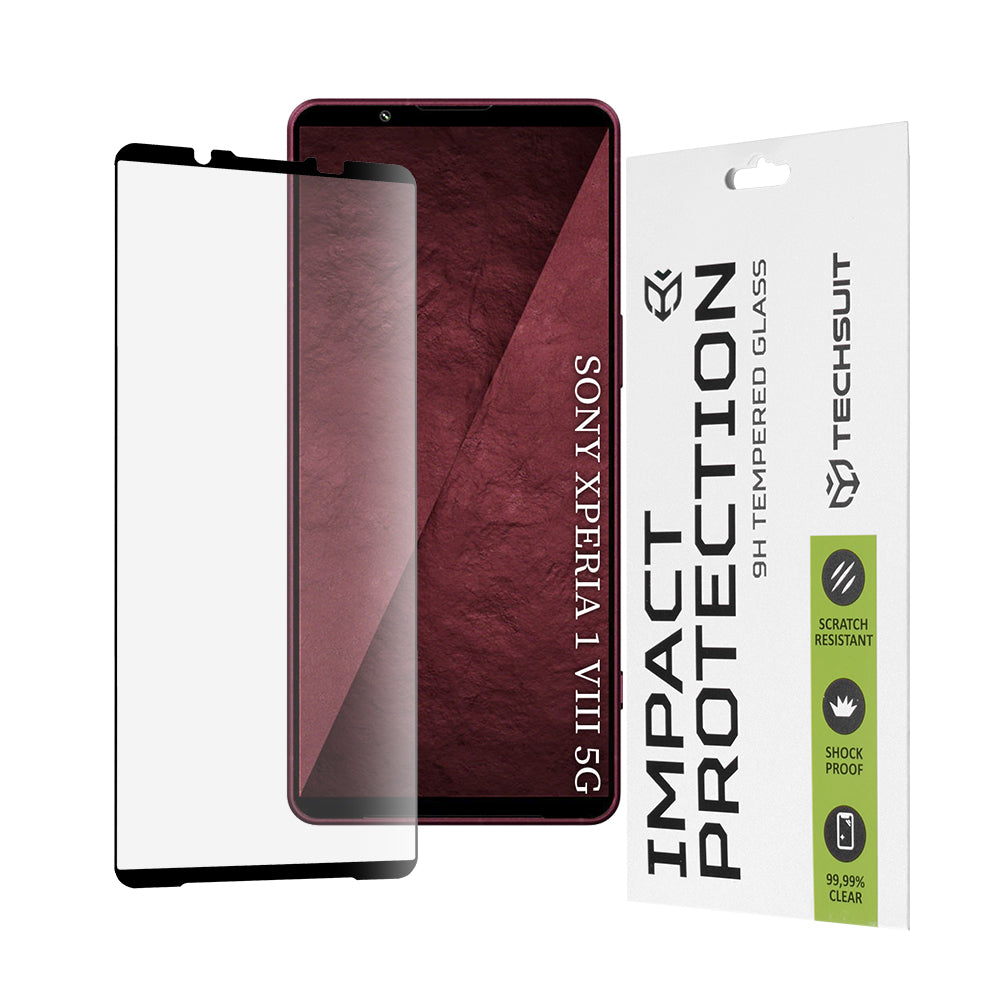 Folia ochronna na ekran Techsuit do Sony Xperia 1 VIII, szkło hartowane, 111D, czarna