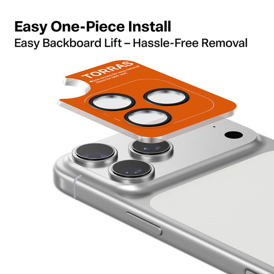 Folia ochronna na tylną kamerę Torras Lensguard do Apple iPhone 17 Pro Max / 17 Pro, szkło hartowane, srebrne