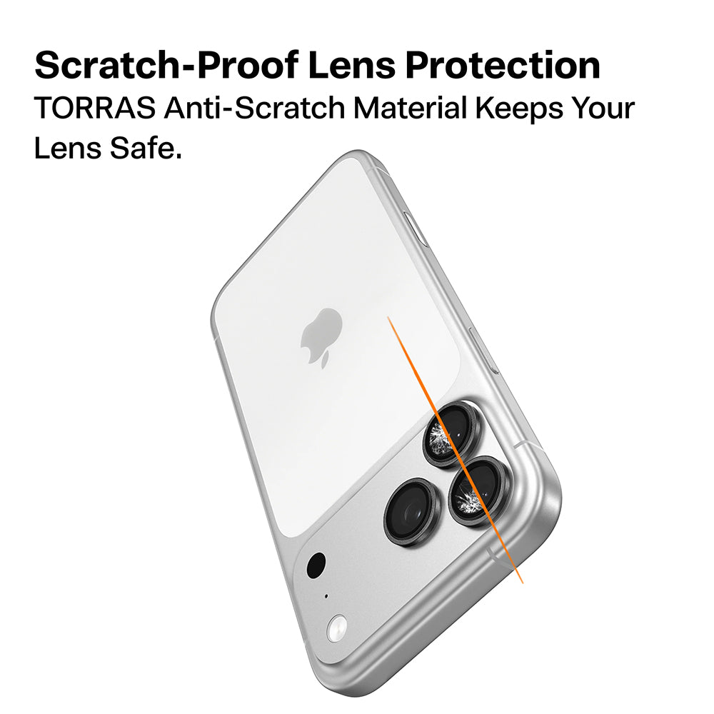 Folia ochronna na tylną kamerę Torras Lensguard do Apple iPhone 17 Pro Max / 17 Pro, szkło hartowane, srebrne