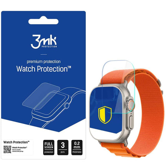 Folia ochronna 3MK FlexibleGlass do Apple Watch Ultra / Ultra 2 Series, zestaw 3 sztuki, szkło elastyczne