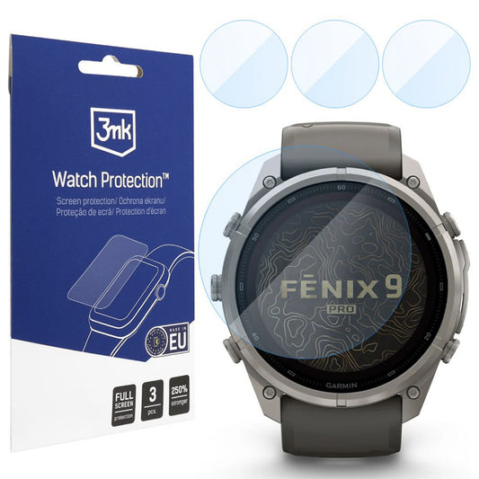 Folia ochronna 3MK FlexibleGlass do Garmin Fenix 9 Pro Solar 47mm, zestaw 3 sztuki, szkło elastyczne