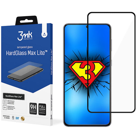 Ochraniacz ekranu 3MK HardGlass Max Lite do Samsung Galaxy S21+ 5G G996, szkło hartowane, pełne klejenie, czarny